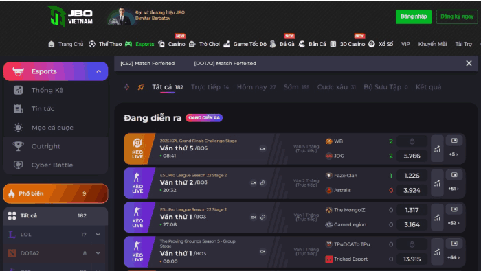 cá cược esport JBO
